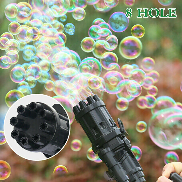 2x Gatling Bubble Machine 8-Hole Bubbler Maker Safe Cooling Fan Outdoor Kid Gift - Lets Party