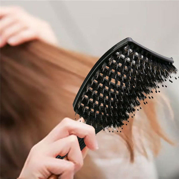 Women Men Detangling Nylon Boar Bristle Brush Hairbrush Head Scalp Massage Comb - Lets Party