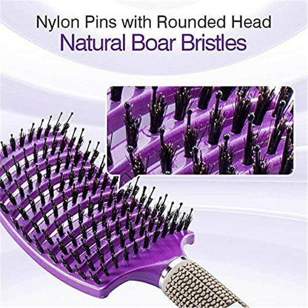 Women Men Detangling Nylon Boar Bristle Brush Hairbrush Head Scalp Massage Comb - Lets Party