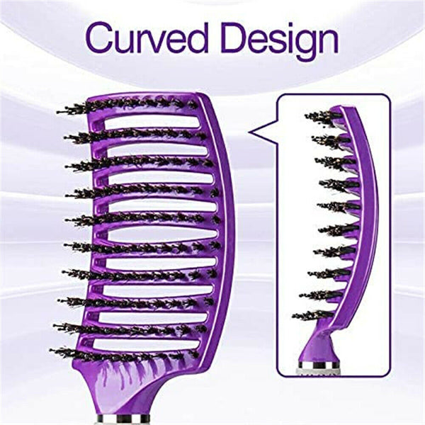 Women Men Detangling Nylon Boar Bristle Brush Hairbrush Head Scalp Massage Comb - Lets Party