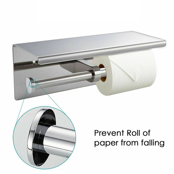 Paper Holder Double Roll Toilet 304 Stainless Steel Strong Hook Bathroom Kitchen - Lets Party