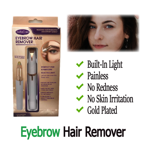 Eyebrow Trimmer Electric Brows Hair Removal LED Light Flick Brows Gold Plated - Lets Party