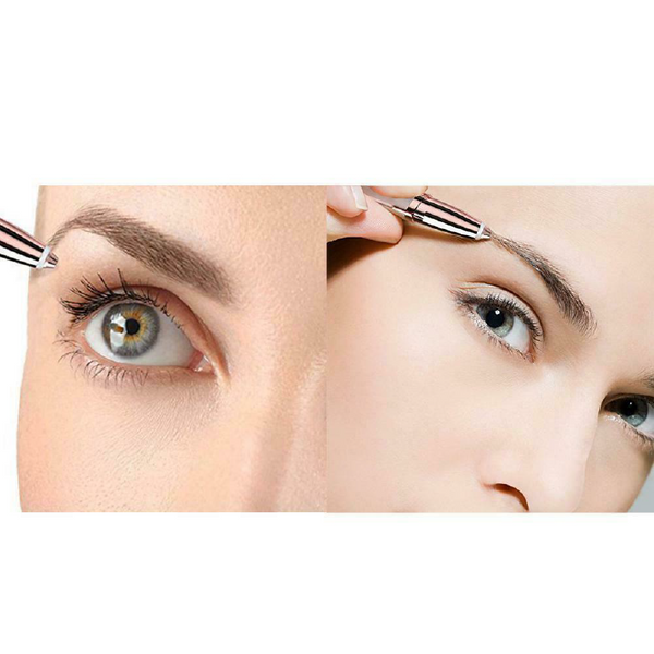 Eyebrow Trimmer Electric Brows Hair Removal LED Light Flick Brows Gold Plated - Lets Party