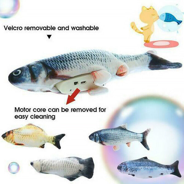 Electric Dancing Fish Kicker Cat Toy Wagging Realistic Moves USB Rechargeable - Lets Party