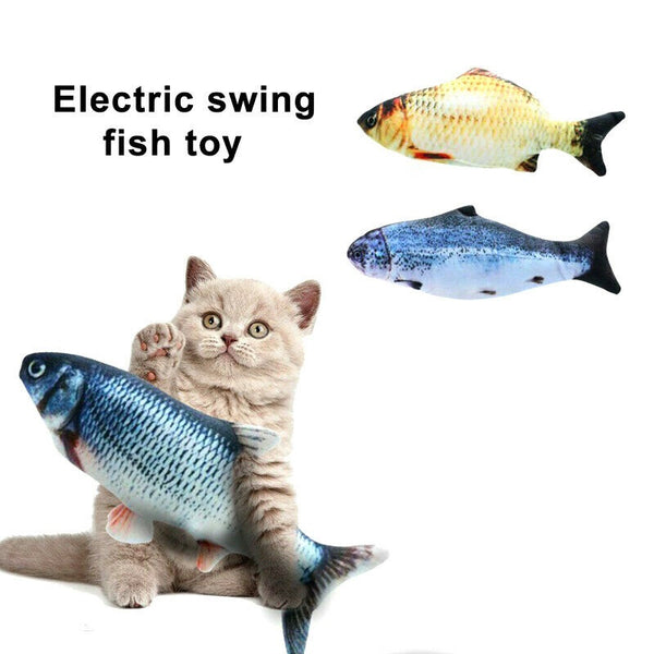 Electric Dancing Fish Kicker Cat Toy Wagging Realistic Moves USB Rechargeable - Lets Party