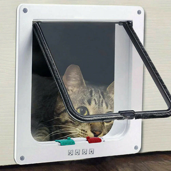 4-Way Large Size Lockable Flap Safe Door Screen Locking Pet Cat Dog Brushy Oz - Lets Party