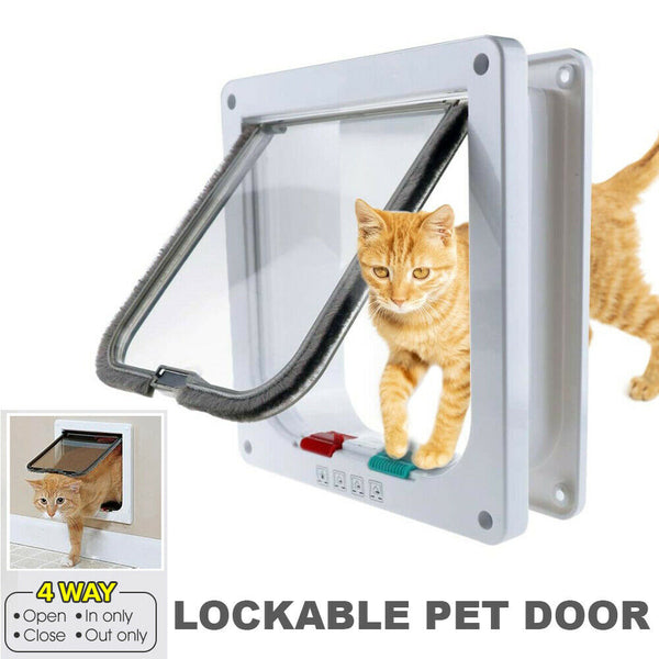 4-Way Large Size Lockable Flap Safe Door Screen Locking Pet Cat Dog Brushy Oz - Lets Party