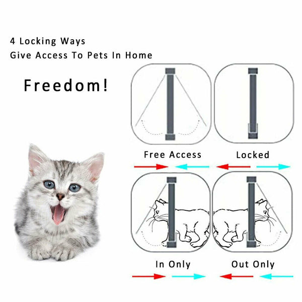 4-Way Large Size Lockable Flap Safe Door Screen Locking Pet Cat Dog Brushy Oz - Lets Party