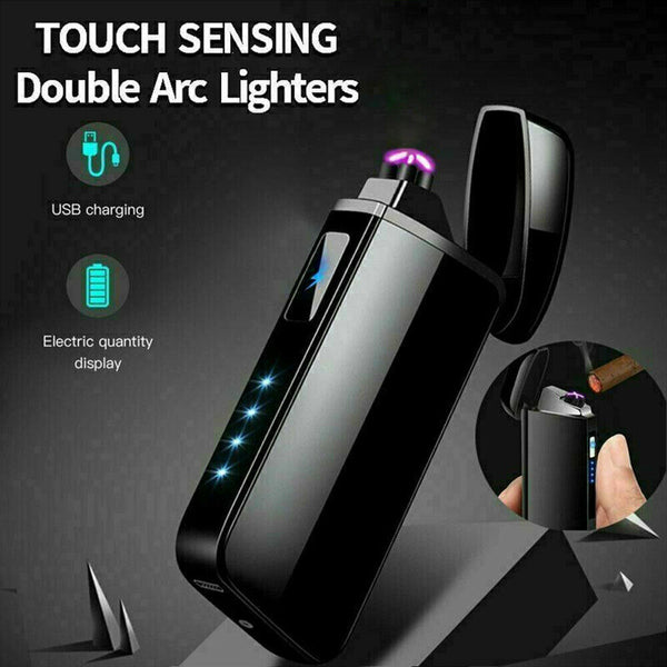 Electric Flameless Windproof USB Rechargeable Dual Arc Plasma Lighter Lighters - Lets Party