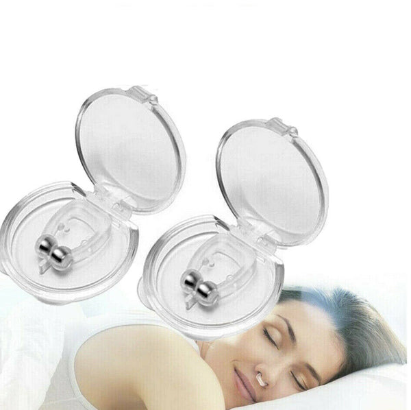 2x Anti Snore Magnetic Silicone Nose Clip Stop Snoring Apnea Aid Device Stopper - Lets Party