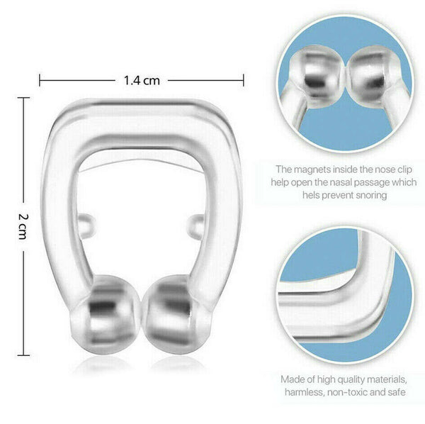 2x Anti Snore Magnetic Silicone Nose Clip Stop Snoring Apnea Aid Device Stopper - Lets Party