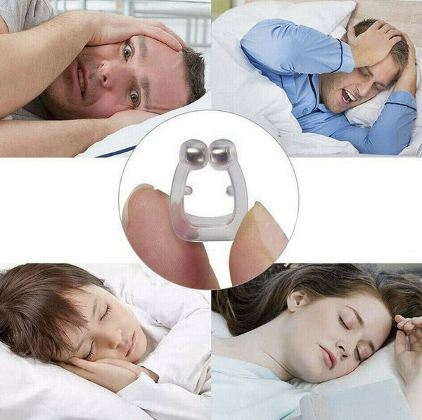 2x Anti Snore Magnetic Silicone Nose Clip Stop Snoring Apnea Aid Device Stopper - Lets Party