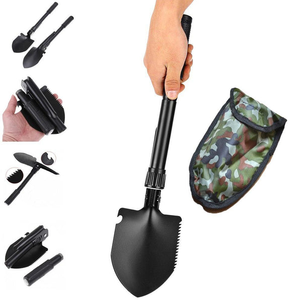 Shovel With Folding Handle Multi Tools Pouch Outdoor Camping Hiking Spade - Lets Party