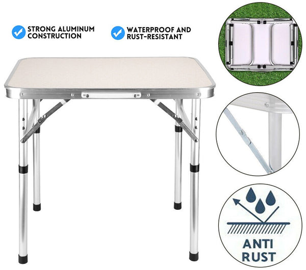 Camping Table Folding Aluminium Portable Picnic Outdoor Foldable Bbq Desk - Lets Party