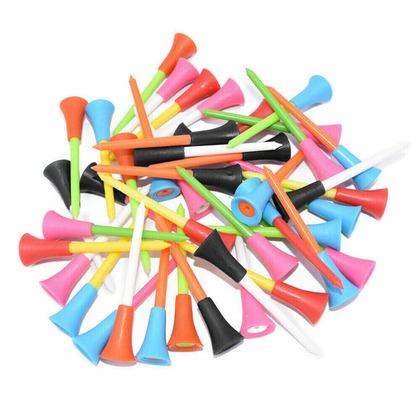 110Pcs Plastic & Rubber Cushion Top Golf Tees 83mm High Quality - Lets Party