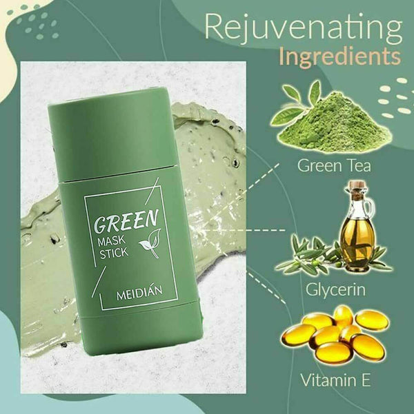 1x Green Tea Cleansing Mask Facial Stick Oil Acne Control Blackhead Deep Clean - Lets Party