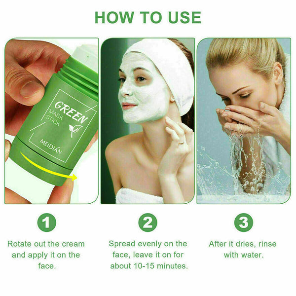 1x Green Tea Cleansing Mask Facial Stick Oil Acne Control Blackhead Deep Clean - Lets Party