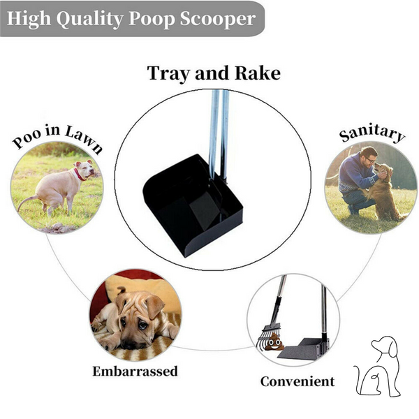 1x Rust Proof Stainless Steel Pet Dog Puppy Pooper Scooper Poo Waste Pan & Scoop - Lets Party