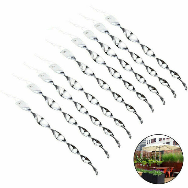 12 pcs Bird Repellent Wind Twisting Scare Rods Reflective Spiral 30cm Long AU - Lets Party