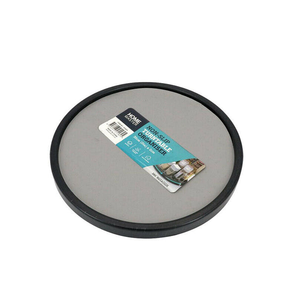 Non-Slip Kitchen & Pantry Turntable 30cm Black with Grey Lining - Lets Party