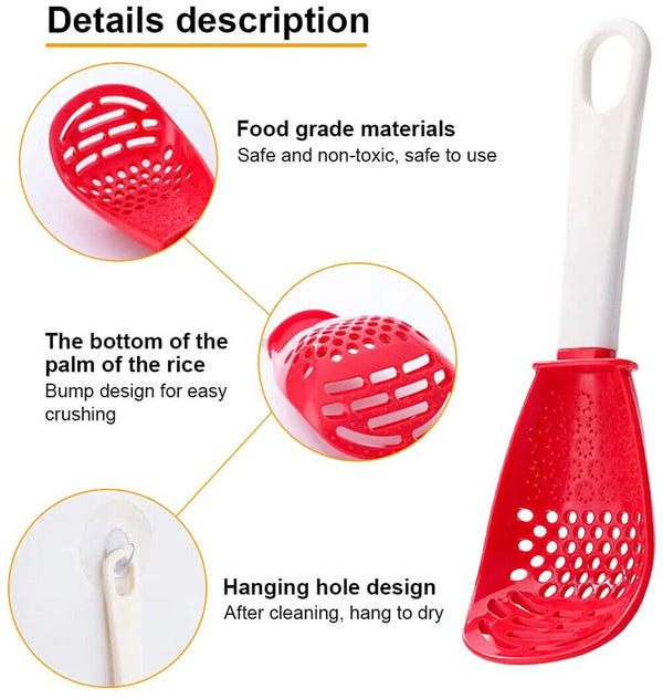 Multifunctional Kitchen Cooking Spoon Potato Press Colander Strainer Utensil Kit - Lets Party