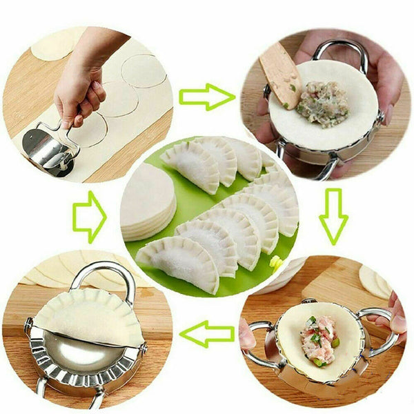10 Dumpling Maker Stainless Steel Dough Press Pie Ravioli Making Mold Mould Tool - Lets Party