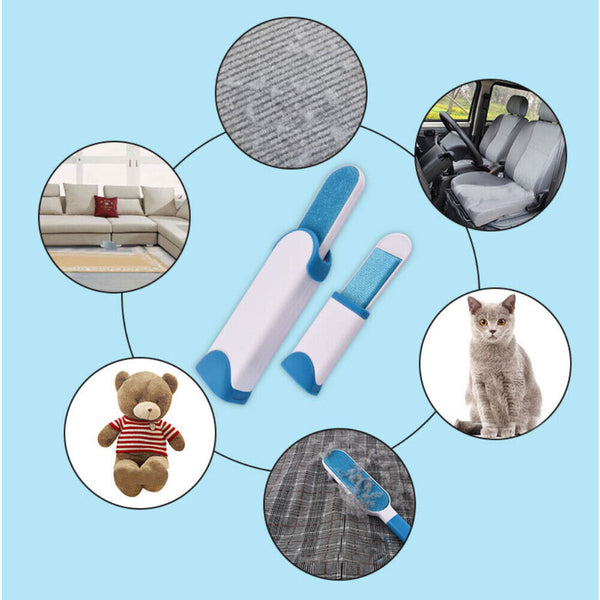 3in1 Furs Lint Remover Brush Brusher Pet Hair Self-Cleaning Base & Travel Size - Lets Party