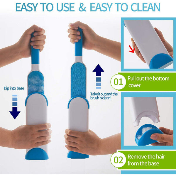 3in1 Furs Lint Remover Brush Brusher Pet Hair Self-Cleaning Base & Travel Size - Lets Party