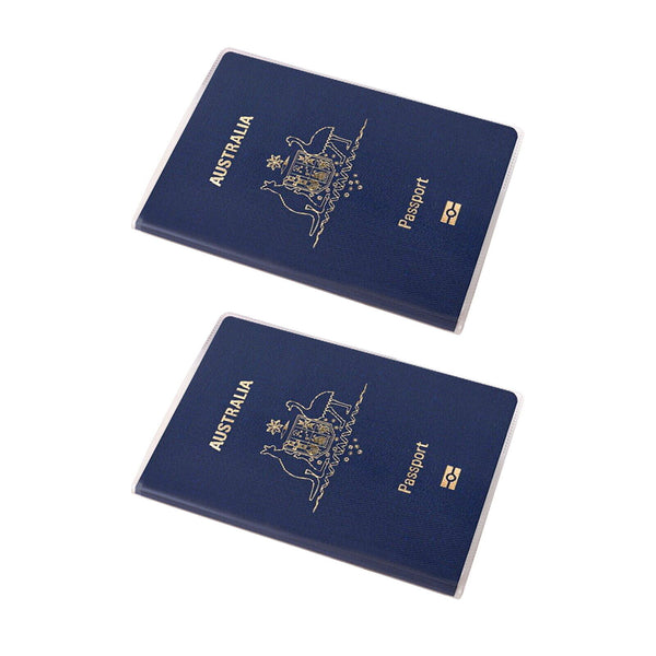 2X Passport Cover Transparent Protector Travel Clear Holder Organizer Wallet - Lets Party