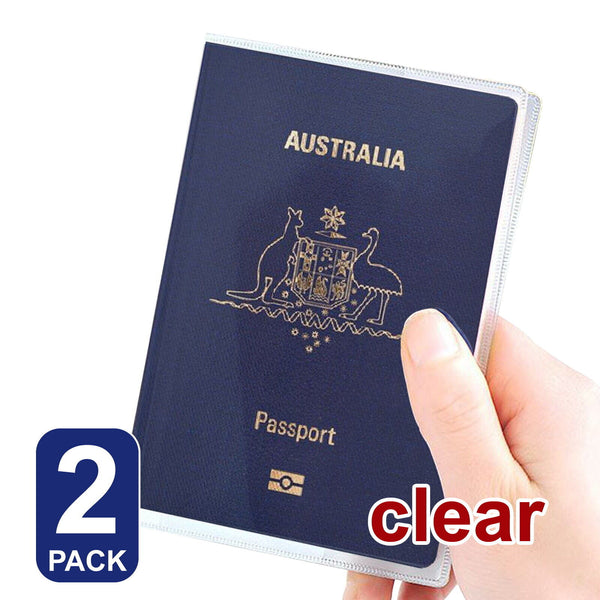 2X Passport Cover Transparent Protector Travel Clear Holder Organizer Wallet - Lets Party
