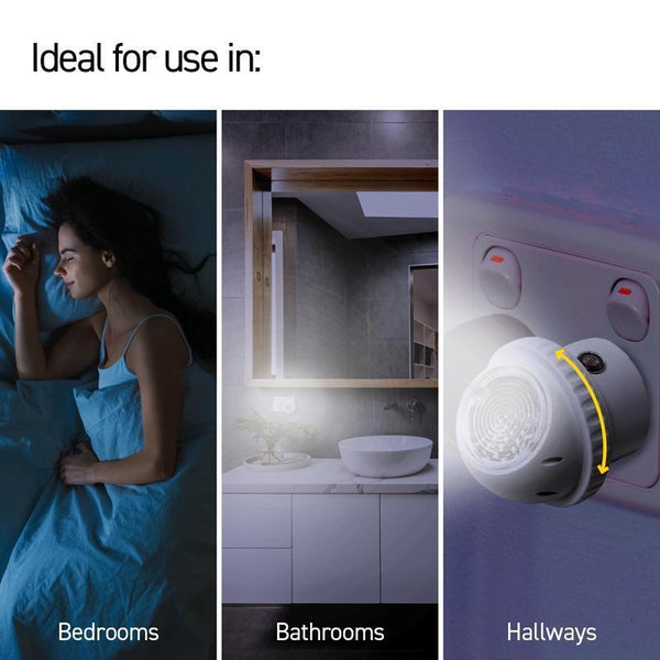 2x LED Night Light Plug In Auto Sensor 360 Degree Swivel Head Value Set - Lets Party