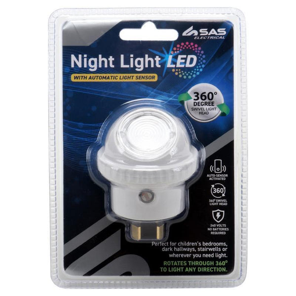 2x LED Night Light Plug In Auto Sensor 360 Degree Swivel Head Value Set - Lets Party