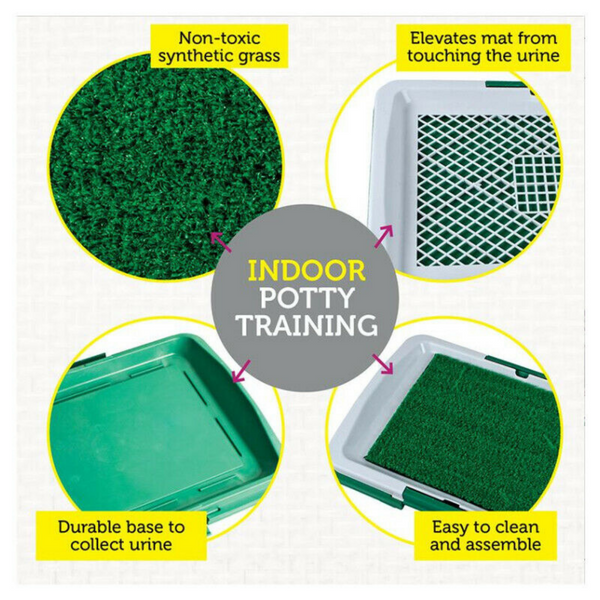 Indoor Grass Pad Potty Training Pet Basic Dog Loo Box Easy Clean Up Odour Resist - Lets Party