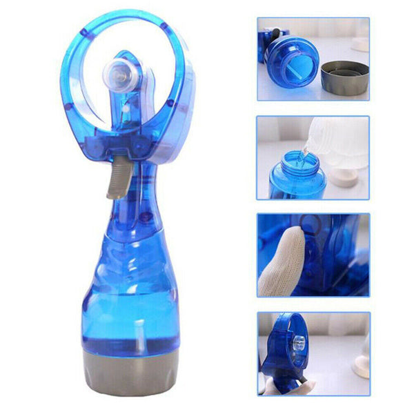 Portable 2pcs Water Spray Cooling Misting Fan Battery Operated Travel Gadget - Lets Party