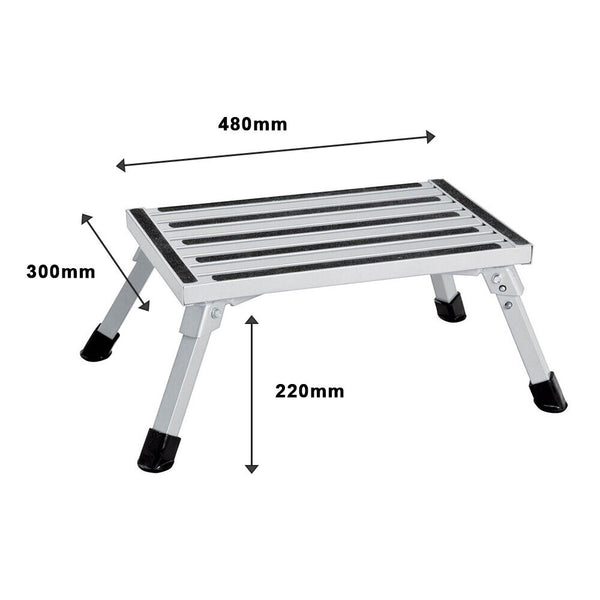 200KG Portable Folding Aluminum Step Caravan Accessories Ladder Stool Trailer - Lets Party