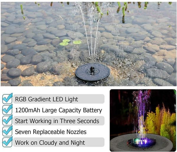 3W Solar Power Fountain Water Pump Bird Bath With LED Landscape Garden Pond AU - Lets Party