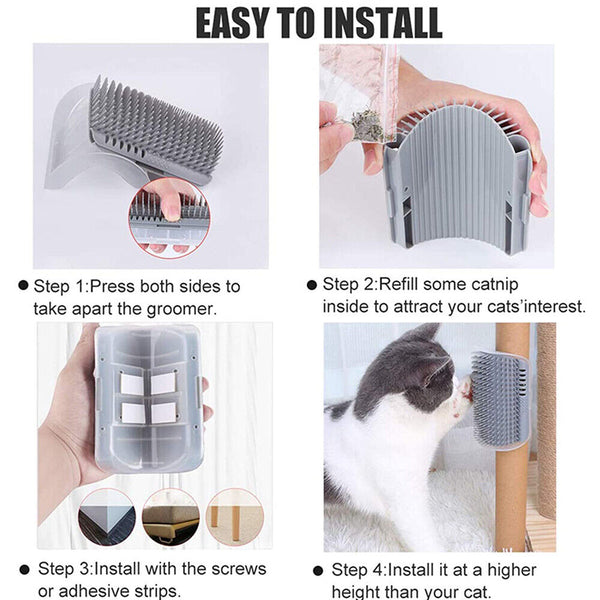 Cat Self Massage Scratcher Brush Comb Wall Corner Cat Scratching Post Comb Toy - Lets Party