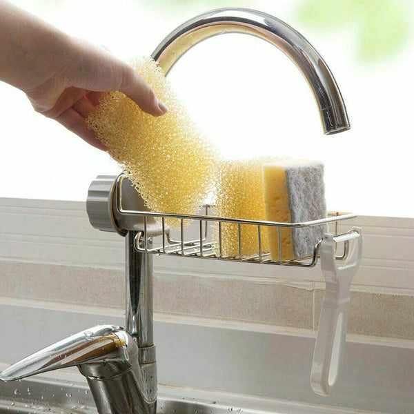 Kitchen Sink Faucet Shelf Sponge Dish Cloth Rack Holder Racks Storage Organizer - Lets Party