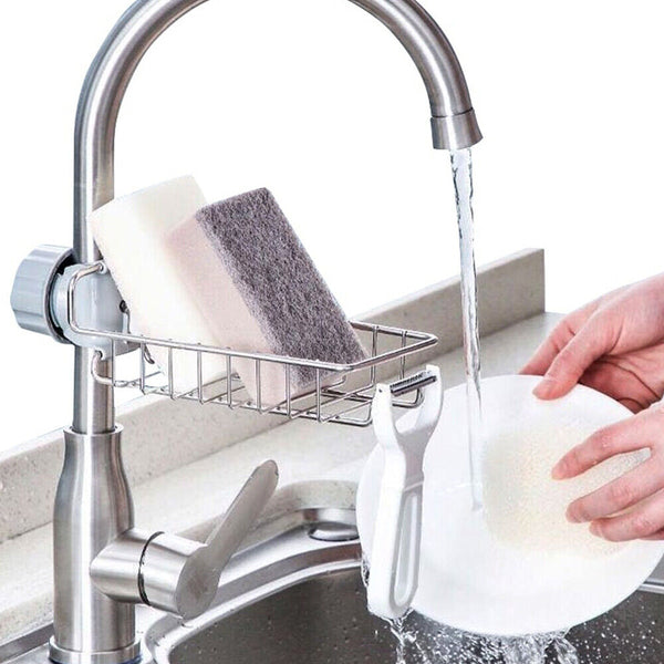 Kitchen Sink Faucet Shelf Sponge Dish Cloth Rack Holder Racks Storage Organizer - Lets Party