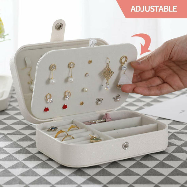 Lady Portable Jewellery Box Travel Ornaments Ring Storage Organizer Makeup Case - Lets Party