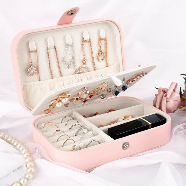 Lady Portable Jewellery Box Travel Ornaments Ring Storage Organizer Makeup Case - Lets Party