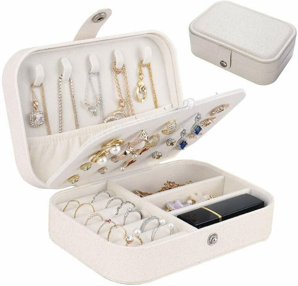 Lady Portable Jewellery Box Travel Ornaments Ring Storage Organizer Makeup Case - Lets Party