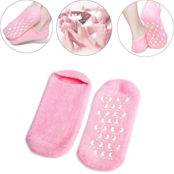 1 Pair Moisturizing Spa Gel Socks Cracked Foot Dry Hard Skin Care Protector Pink - Lets Party