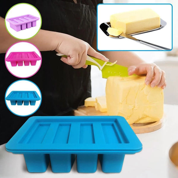 Butter Mold Silicone Kitchen Butter Maker Tray Non-stick Cream Mould with Lid AU - Lets Party