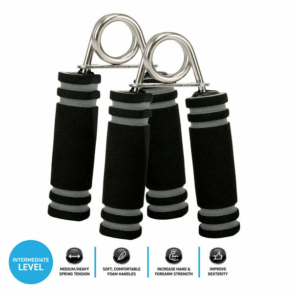 2Pcs Hand Grips Padded Medium To Heavy Spring Tension Sturdy Springs 12.5 x 8cm - Lets Party