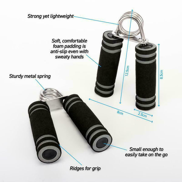 2Pcs Hand Grips Padded Medium To Heavy Spring Tension Sturdy Springs 12.5 x 8cm - Lets Party