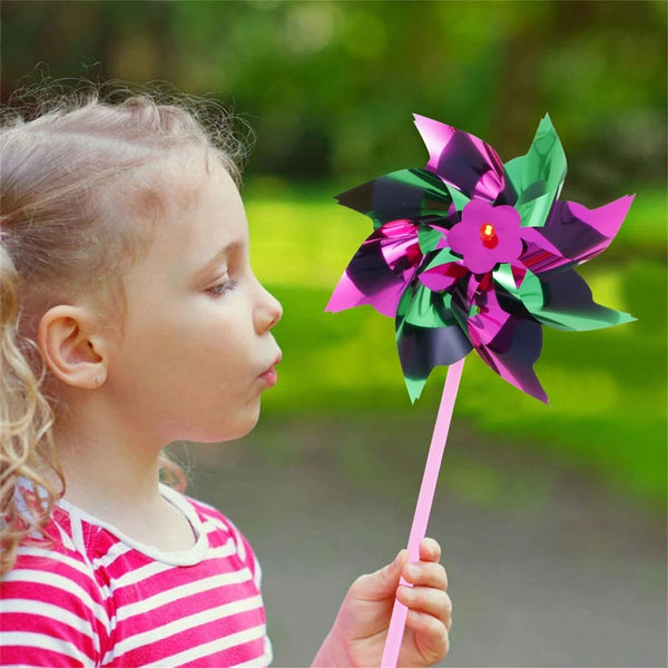 100X Plastic Windmill Pinwheel Wind Spinner Kids Toy Lawn Garden Party Decor - Lets Party
