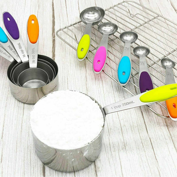 measuring spoons cups 10PCS stainless steel baking teaspoon kitchen gadget kit - Lets Party