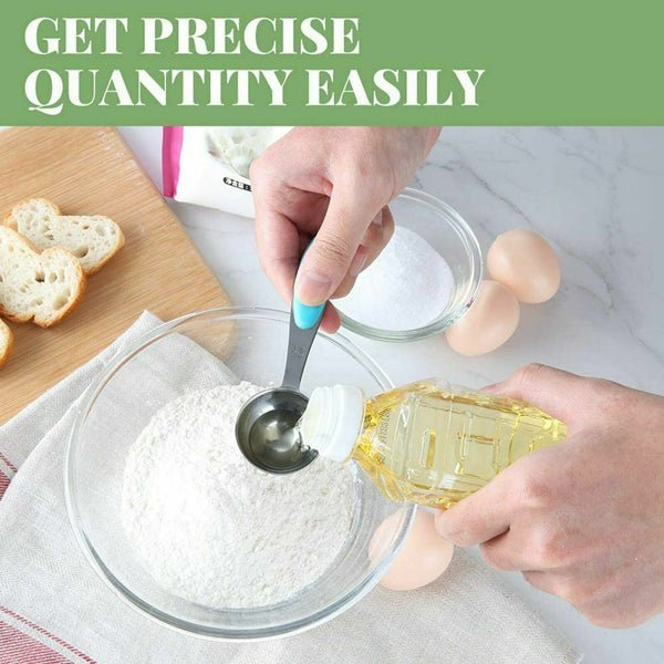 measuring spoons cups 10PCS stainless steel baking teaspoon kitchen gadget kit - Lets Party