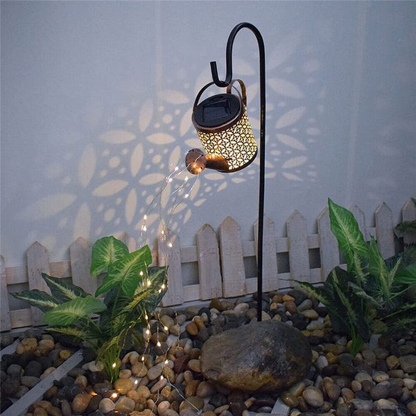 LED Watering Can String Light Solar Powered Outdoor Art Garden Path Lamp Stand - Lets Party